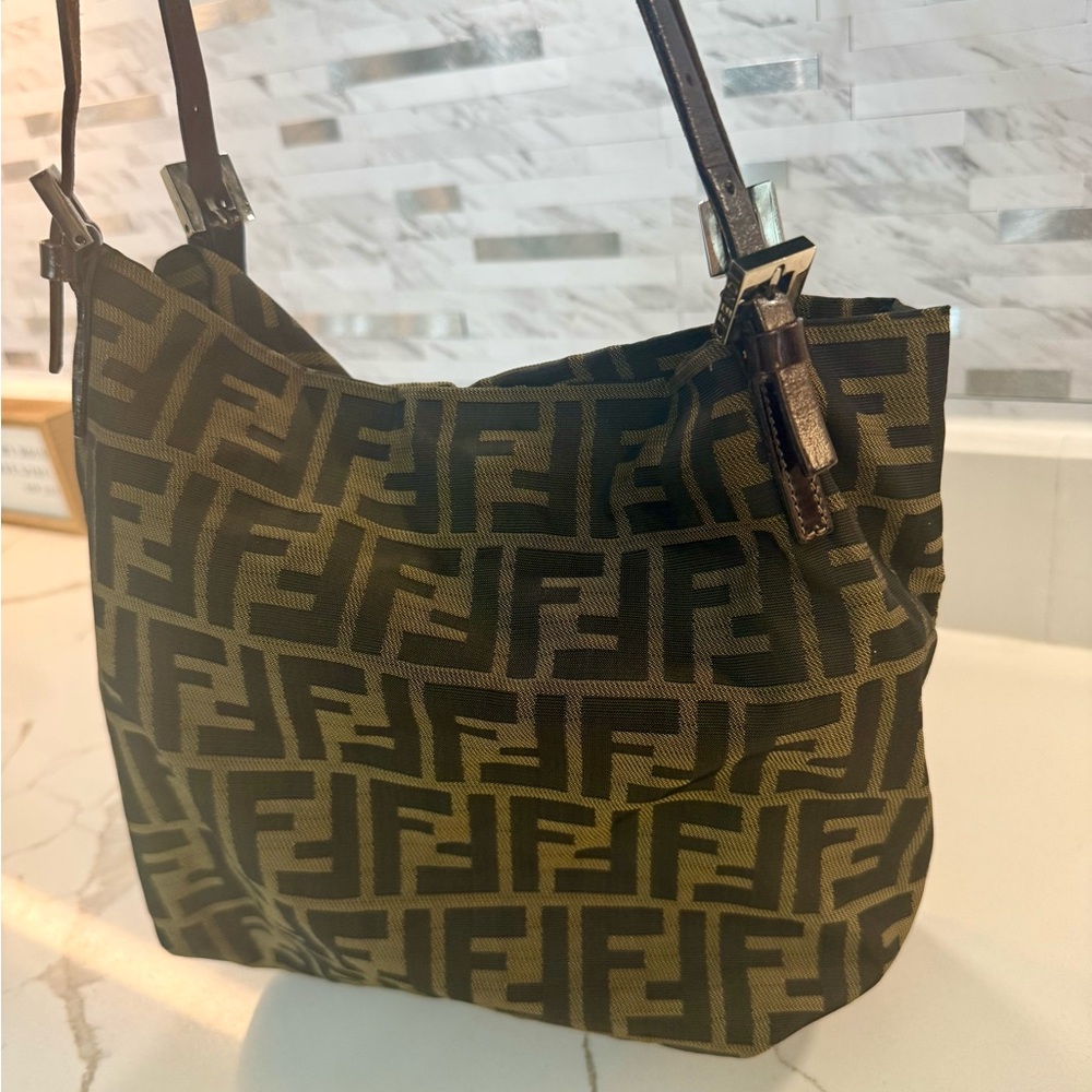 FENDI Zucca Canvas Tote Bag Khaki Brown | Preloved Great Condition - Picture 8 of 14